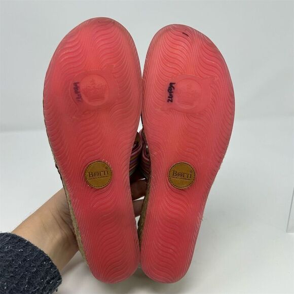 Born Women's Espadrille Wedge Slip On Thong Sandals Pink Size 8 Summer Casual - Picture 10 of 14